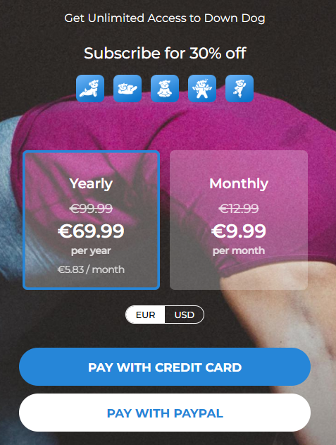 Tarifs proposés par Down Dog