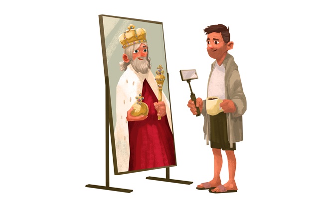 Une personne narcissique se regarde dans le miroir