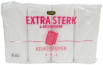 Keukenpapier extra sterk & absorberend 3 lagen 4 rollen