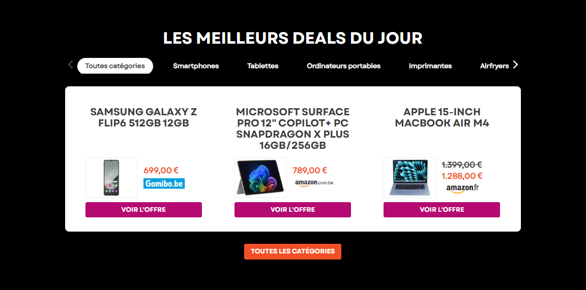 Exemples de Meilleurs Deals du jour