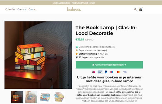 Balova.nl, faux site web de vente en ligne
