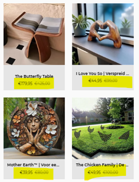 Balova.nl, exemple produits en réduction