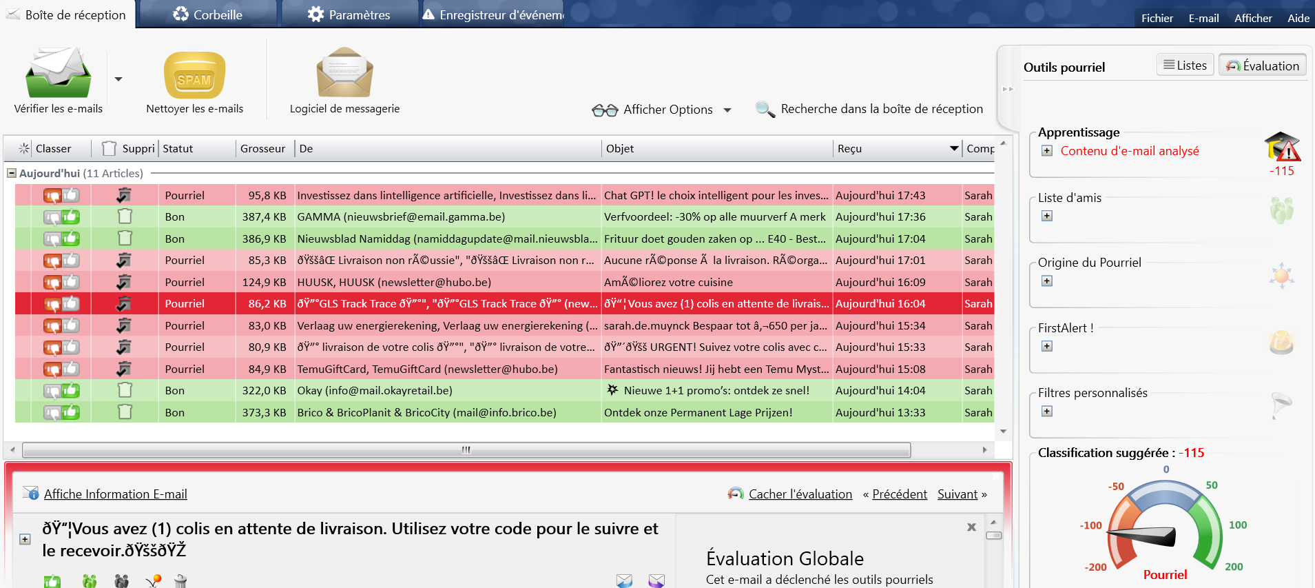 anti-spam installé en tant que programme séparé
