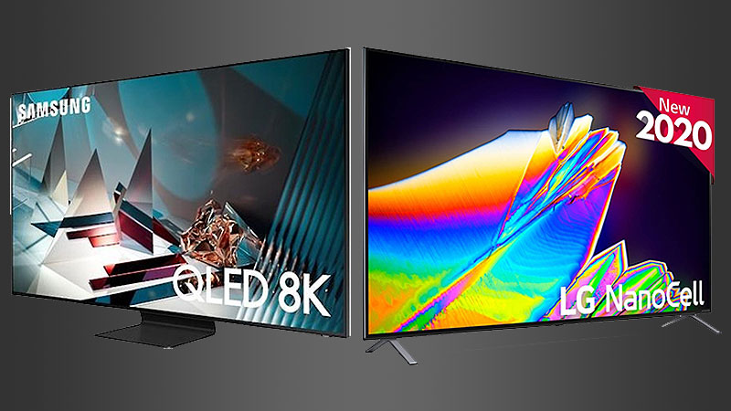 Deux télé 8K côte à côte, une samsung et une LG.
