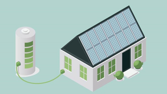Des batteries avec des panneaux solaires