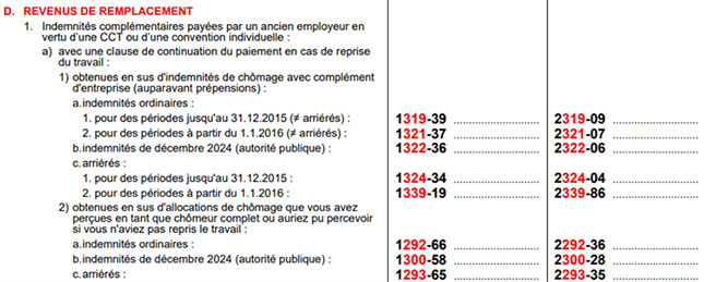 revenu de remplacement impots