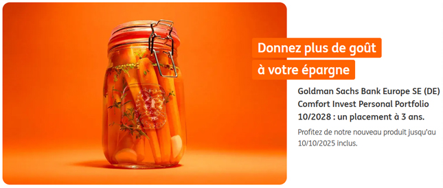 Publicité ING Goldman Sachs Bank Europe SE (DE) Comfort Invest Personal Portfolio 10/2028
